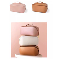Trousse de Toilette en Cuir PU, Sac de Rangement Portable Grande Capacité Quatre Couleurs, Idéal pour les Voyages