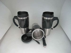 Gobelet isotherme moderne en acier inoxydable avec isolation sous vide, poignée de transport chauffante et couvercle - Product Image 4