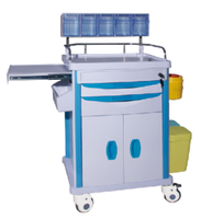 Chariot médical d'anesthésie en acier au carbone OEM, revêtement poudré, avec verrouillage central, 5 tiroirs, roulettes silencieuses, pour hôpital et clinique