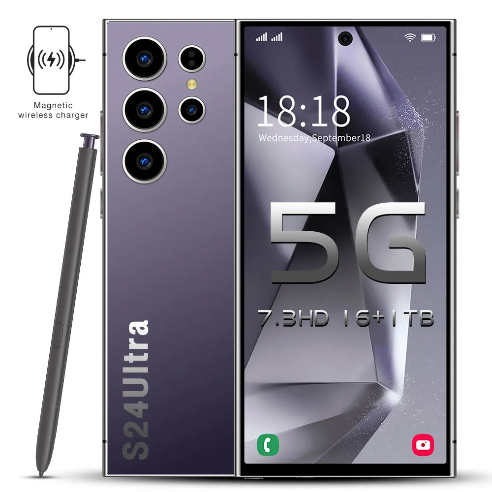 2024 Original S24 Ultra 5G Smart AI cell phone stylus google AI 16GB+1TB 7.3inch screen Dual Sim Wireless Charger Mobile phones