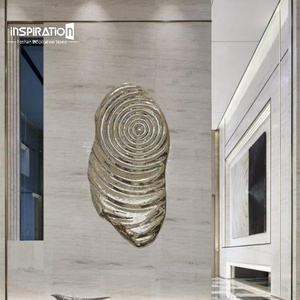 Sculpture murale géométrique en FRP, élégante sculpture murale en fibre de verre en relief 3D pour hôtel de luxe, suite, <span class=keywords><strong>couloir</strong></span>, œuvre d'art murale en FRP - Product Image 1
