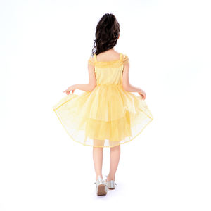 Vestido Amarillo de <span class=keywords><strong>Princesa</strong></span> <span class=keywords><strong>Disney</strong></span> con Bordado Dorado y Falda Amplia de Textura Ligera, Color Personalizado para Niñas, para Fiestas y Celebraciones - Product Image 2