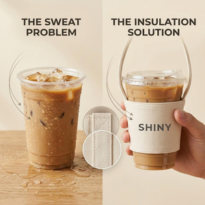 Portavasos de Lona Resistente e Impermeable de Primera Calidad SHINY con Logotipo Personalizado y Asa Portátil para Tazas de Café y Termos - Product Image 3