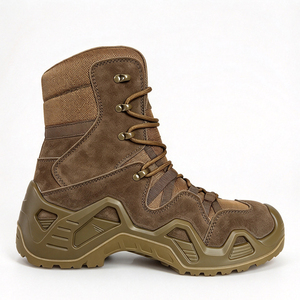 DSF1023 Brown Faux Suede Lace-Up Hiking Boots Rubber Outsole EVA Midsole Solid Pattern Closed Toe Outdoor Walking <b>Shoes</b> - Product Image 1