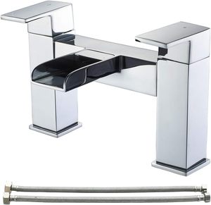 Robinets de bain cascade, mitigeur de remplissage de salle de bain antique <span class=keywords><strong>robinet</strong></span> de baignoire à <span class=keywords><strong>double</strong></span> levier noir mat - Product Image 1