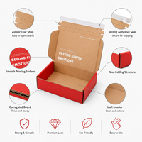 Caja de Envío de Cartón Corrugado con Cierre de Cremallera Roja Personalizada, Fácil de Abrir, con Logotipo Personalizado, Venta al Por Mayor de Fábrica