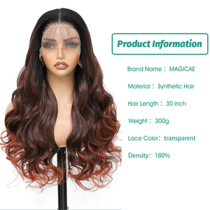 Pelucas de Encaje Sintético <span class=keywords><strong>Gladys</strong></span> Brown Highlight, 30 Pulgadas de Largo, Rizadas Sueltas, Peluca con Frente de Encaje 13x4 y Cabello de Bebé para Uso Diario - Product Image 3