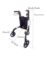 Déambulateur à trois roues pour l'extérieur, avec fonction chariot de courses, pratique