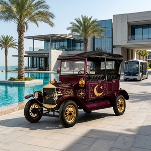 Carrito de Golf Eléctrico de Lujo de 6 Plazas con Certificación <span class=keywords><strong>EEC</strong></span>/CE, Estilo Retro Vintage para Transporte de Huéspedes en Resorts y Hoteles - Product Image 1