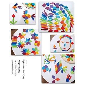 Jeu de <span class=keywords><strong>puzzle</strong></span> en <span class=keywords><strong>bois</strong></span> pour enfants, 6 types de blocs arc-en-ciel, jouets éducatifs, artisanat, esthétique, cognition, forme variable, tangram, <span class=keywords><strong>puzzle</strong></span> à chevilles - Product Image 3