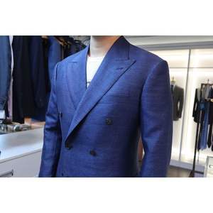 Precio Razonable Business Men's Blazer Suit azul sólido Solapa Slim Fit Business traje a medida <span class=keywords><strong>para</strong></span> hombres - Product Image 1