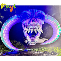 Crâne de démon gonflable lumineux LED personnalisé Fuyi pour les activités de nuit thématiques et les festivals d'Halloween