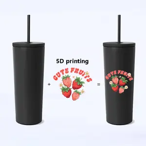 Basit Modern 24oz çift katmanlı paslanmaz çelik sıska Tumbler 710ml yalıtımlı sızdırmaz kahve kupa