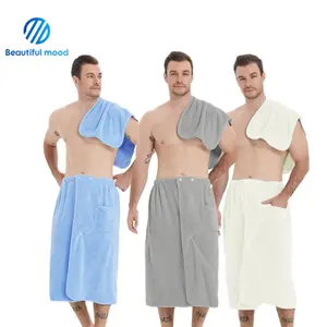 חם מכירת חם לנשימה מהירה מים סופג מקלחת כושר מיקרופייבר גברים אמבטיה שמלת סט מגבת