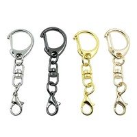 Porte-clés en métal argenté personnalisé avec fermoir en D, clip pivotant, crochet en forme de C, porte-clés avec chaîne pour souvenir, cadeau DIY