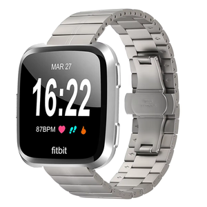 <span class=keywords><strong>Precio</strong></span> al por mayor correa de reloj de acero inoxidable hebilla de mariposa para <span class=keywords><strong>Fitbit</strong></span> Versa Smart Watch accesorio pulsera de repuesto - Product Image 1