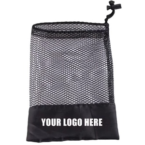 Sac de rangement réutilisable en filet de polyester pour courses, plage et golf, avec cordon de serrage, personnalisable avec logo - Product Image 1