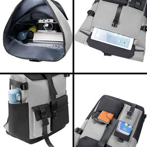 Sac à dos d'école pour étudiants élégant gris personnalisé imperméable Sac à dos pour ordinateur portable antichoc pour garçons Grand sac à dos d'école - Product Image 3