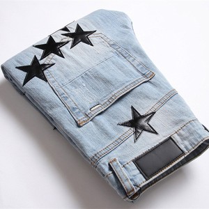 <span class=keywords><strong>Jeans</strong></span> Ajustados Amiris de Alta Calidad con Logotipo de Marca Personalizado al por Mayor, Pantalones Ajustados Elásticos con Parches de Cuero con Estrella Negra para <span class=keywords><strong>Hombre</strong></span> - Product Image 6