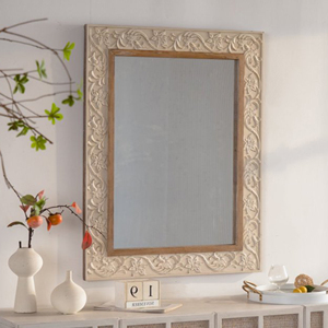 Vintage Carved Rectangular <b>Wall</b> <b>Mirror</b> Ornate Frame <b>For</b> Living Room Bedroom Retro Decor - Product Image 2