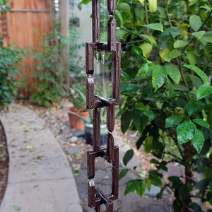 Chaîne De Pluie Décorative 2.4m Avec 12 Oiseaux Métal - Décoration Jardin Extérieur - Effet Sonore Apaisant