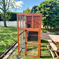 SDCH012 Catio pour chat en bois - Grande cage pour chat en bois massif, enclos pour animaux de compagnie avec plateformes de saut et niches pour la sieste