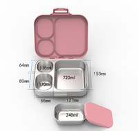 Boîte à lunch thermique pour enfants en acier inoxydable 304, 0-1L, couvercle en PP, 3 compartiments, anti-fuite, portable, pour pique-nique, compatible micro-ondes