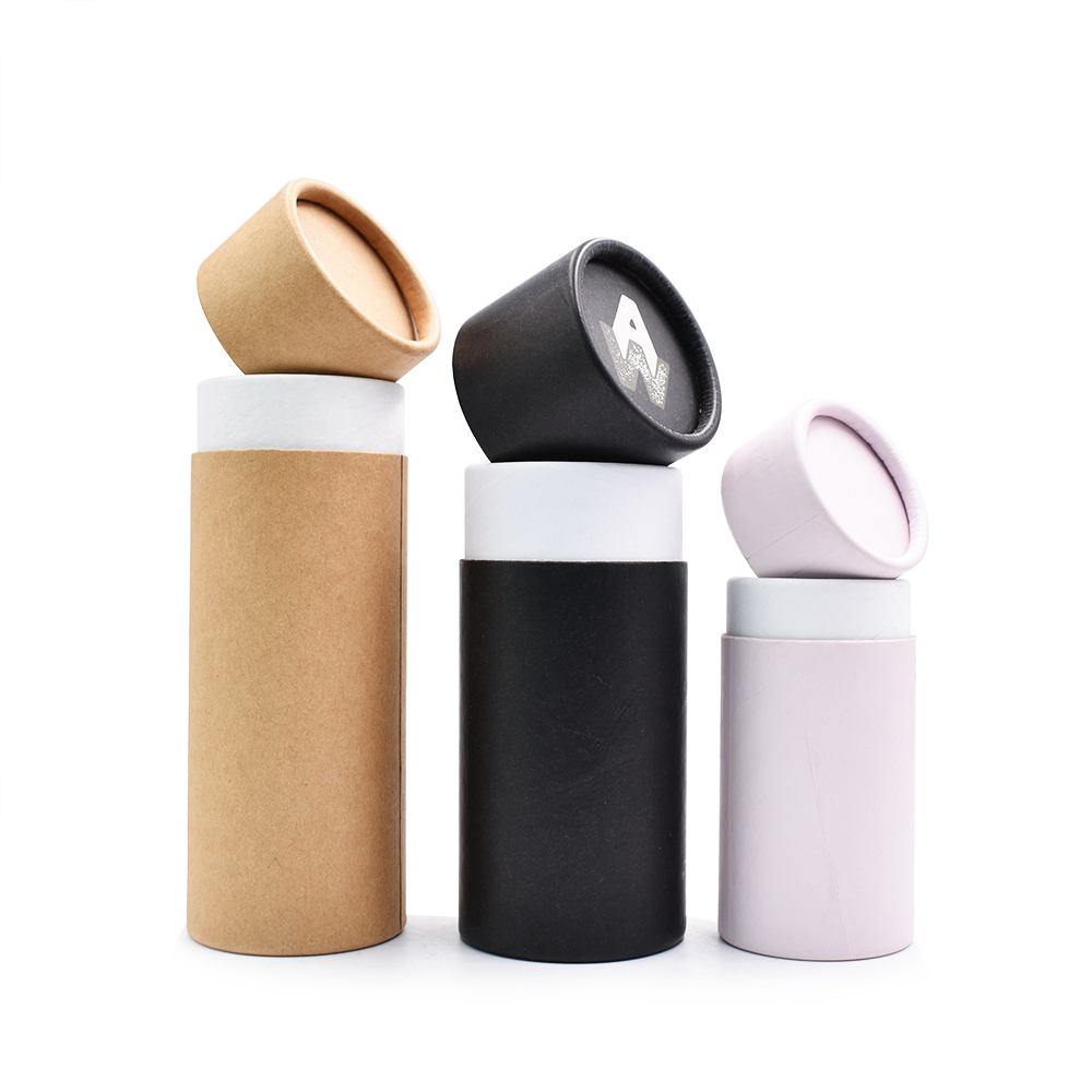 10ml 20ml 30ml 50ml 100ml cosmetic packaging recycled kraft cardboard white brown black paper tube for bottle