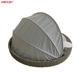 आधुनिक आउटडोर फर्नीचर आँगन उद्यान रतन विकर foldable चंदवा के साथ गोल आकार सोफ़ा - Product Image 2