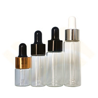 Flacon compte-gouttes en verre transparent avec bouchon compte-gouttes en métal, flacon en verre multi-capacités pour huile essentielle liquide 5ml 10ml 15ml 20ml