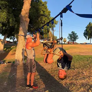 Ninja Warrior Swing Slackline Monkey Bars Hanging Obstacle Course with Outdoor Swing for Kids Backyard