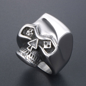 Bague en acier inoxydable avec crâne, bijoux pour hommes pour Halloween SA873, design squelette rétro - Product Image 2
