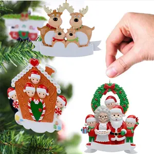 Ornements personnalisés pour la famille Différents types de <span class=keywords><strong>d</strong></span>écoration de Noël Bonhomme de neige Père Noël Elk Gingerbread Man Home Decorations - Product Image 1