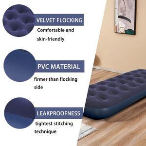 Matelas pneumatique gonflable moderne avec pompes, lit d'appoint pour camping extérieur avec design floqué épais, matelas pneumatique 1-2 personnes pour la maison - Product Image 2
