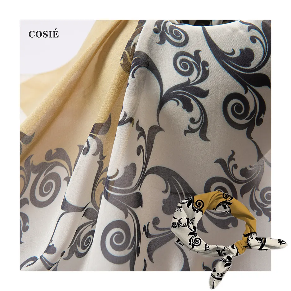 Tissu en mousseline de soie pure naturelle 100 imprimé numérique floral personnalisé de luxe pour robes de femme