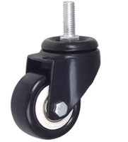 Roulettes pivotantes en PU de 2 pouces pour meubles, vente en gros d'usine, roulettes en PVC noires avec frein