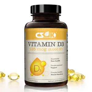 비타민 d는 건강한 근육 비타민 D3 액체 캡슐 5000 뼈 건강과 면역성이 있는 지원 비타민 d를 위한 공급을 보충합니다