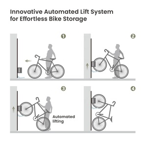 Support <span class=keywords><strong>mural</strong></span> <span class=keywords><strong>vertical</strong></span> LBM12-01 Easylift pour vélo, support de rangement pour vélo électrique, support de vélo pour garage, support de vélo pour intérieur, support de vélo électrique pour la maison - Product Image 3