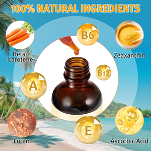 Gouttes autobronzantes personnalisées OEM d'usine 60ml, non collantes, à base de vitamine Bêta-carotène et de Zéaxanthine, complément alimentaire bronzant pour la peau - Product Image 2