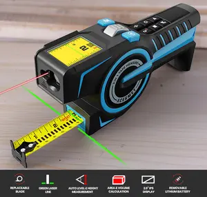 ACEGMET by MiLESEEY Ruban de mesure numérique 3-en-1, télémètre laser avec ruban de fermeture automatique Lecture numérique instantanée