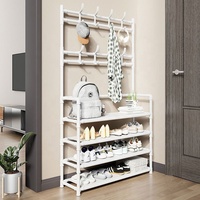 Vente en gros la plus vendue 2025 Manteau Vêtements Sac de rangement Etagère sur pied Étagère pliante Porte-chaussures pour chambre dortoir avec cintres Crochets