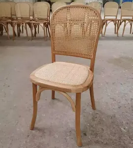 Hot Sale Hotel Event Banquet Furniture Solid Wood French Rattan Back Dining Chairs