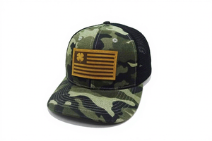 Casquette de camionneur pour adulte, fabriquée au Vietnam, avec patch en cuir réglable, 6 panneaux, camouflage, maille confortable, style vintage, streetwear décontracté - Product Image 2