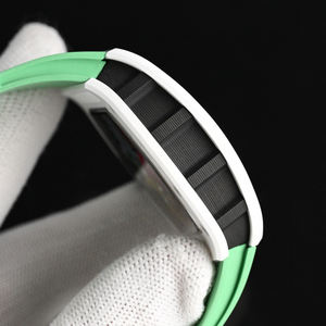 Montre mécanique squelette style Rm pour homme, art graffiti, mouvement ajouré coloré, bracelet vert fluorescent, montre-bracelet de luxe sport - Product Image 6