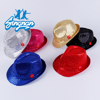 Chapeau de scène universel pour adultes et enfants, chapeau de jazz à paillettes argentées, mode, fête d'été, vente en gros
