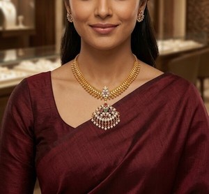 DIVYORO Conjunto de Collar Gargantilla con Cristales Ornamentados, Chapado en Oro, Joyería Clásica de Moda para Mujer, Estilo Tradicional Indio para Novias y Bodas - Product Image 4