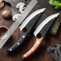 Couteau à désosser Viking forgé à la main en acier inoxydable 4Cr, couteau de boucher incurvé et tranchant avec anneau de maintien pour les doigts