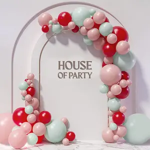 Kit de guirnalda de globos para decoración de baby shower, suministros de decoración para eventos, color verde, Rosa y Rojo menta, 120 Uds.