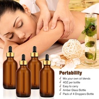 Flacon compte-gouttes en verre ambré rond personnalisé de 120 ml (4 oz) pour sérum, parfum, huiles capillaires et barbe