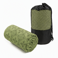 Serviette de yoga en microfibre antidérapante avec points de maintien, motif sportif, lavable en machine, absorbant la transpiration, pour yoga, pilates, gym
